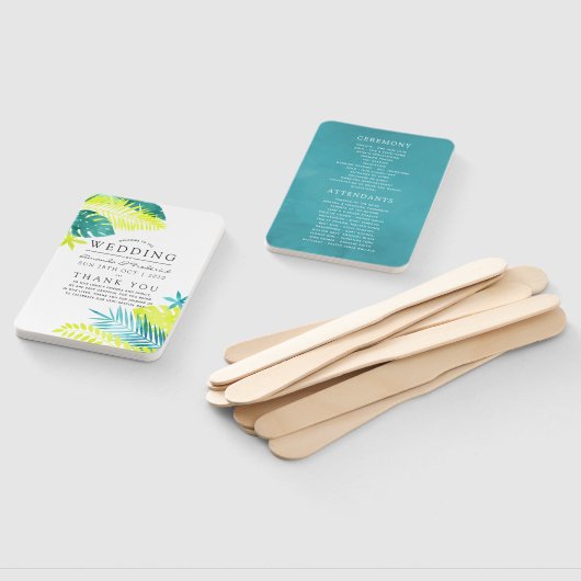 Blauwgroen en Lemon Tropical Wedding Programme Handwaaier (Niet-gemonteerd)