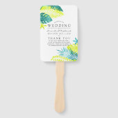 Blauwgroen en Lemon Tropical Wedding Programme Handwaaier (Voorkant)
