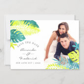 Blauwgroen en Lemon Tropical Wedding Save the Date Magnetische Uitnodiging (Voorkant)