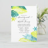 Blauwgroen en Lemon Tropisch Baby shower per post Kaart (Staand voorkant)