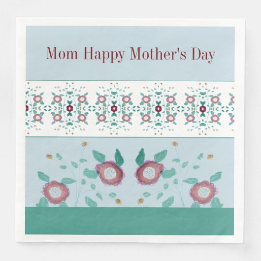 Blauwgroen en lichtblauw, met Floral georiënteerd Servet (Voorkant)