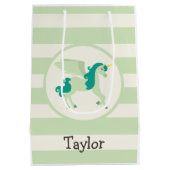 Blauwgroen en lichte groene Unicorn Medium Cadeauzakje (Achterkant)