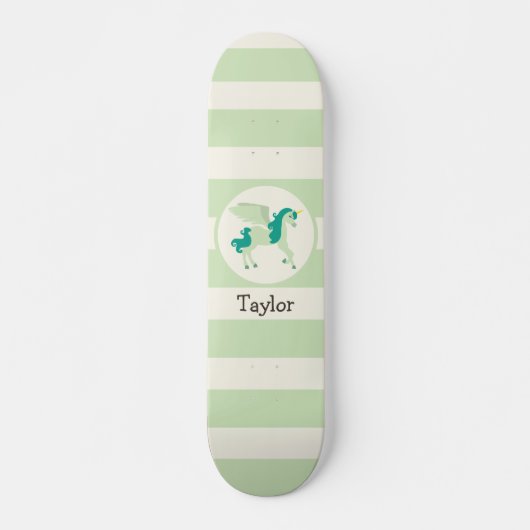 Blauwgroen en lichte groene Unicorn Persoonlijk Skateboard (Voorkant)