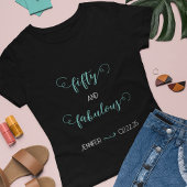 Blauwgroen en lichtgrijs 50 en fantastische verjaa t-shirt