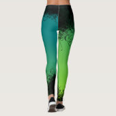 Blauwgroen en lime groen grunge hart leggings (Achterkant)
