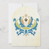 Blauwgroen en Limoen- Damask Modern Chalkboard Uit Kaart (Achterkant)