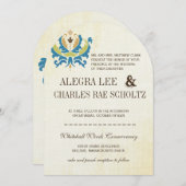 Blauwgroen en Limoen- Damask Modern Chalkboard Uit Kaart (Voorkant / Achterkant)