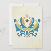 Blauwgroen en Limoen- Damask Modern Chalkboard Uit Kaart (Achterkant)