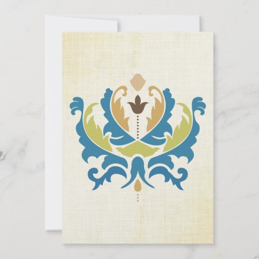 Blauwgroen en Limoen- Damask Modern Chalkboard Uit Kaart (Achterkant)