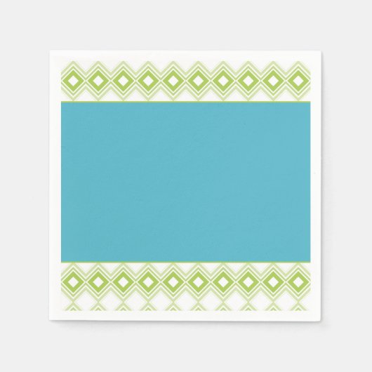 Blauwgroen en Limoen gepatterd papier Cocktail Nap Servet (Voorkant)