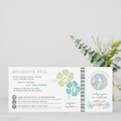 Blauwgroen en Limoen hibiscus Flower Boarding Pass Kaart (Staand voorkant)