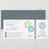 Blauwgroen en Limoen hibiscus Flower Boarding Pass Kaart (Voorkant / Achterkant)
