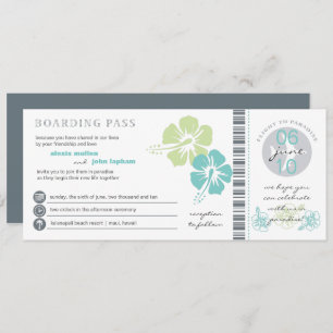 Blauwgroen en Limoen hibiscus Flower Boarding Pass Kaart