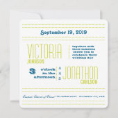 Blauwgroen en Limoen moderne Typografie Wedding Kaart (Voorkant)