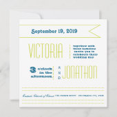 Blauwgroen en Limoen moderne Typografie Wedding Kaart (Voorkant)
