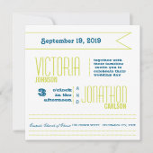 Blauwgroen en Limoen moderne Typografie Wedding Kaart (Voorkant)