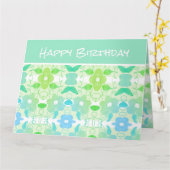 Blauwgroen en Limoen Spectaculaire Verjaardagswens Kaart (Gele Bloem)