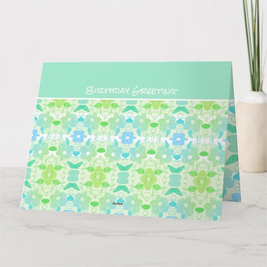 Blauwgroen en Limoen Spectaculaire Verjaardagswens Kaart (Achterkant)