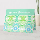 Blauwgroen en Limoen Spectaculaire Verjaardagswens Kaart (Voorkant)