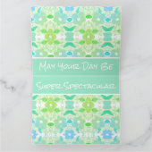 Blauwgroen en Limoen Spectaculaire Verjaardagswens Kaart (Binnen)