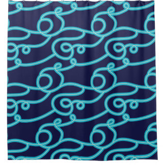 Blauwgroen en marineblauw thema Shower Curtain Douchegordijn