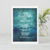 Blauwgroen en marineblauwe Waterverf bruiloft Kaart (Staand voorkant)