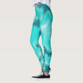 Blauwgroen en Mint Abstract ikatpatroon Leggings (Links)