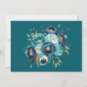 Blauwgroen en Navy Blue Peony repetitie diner Kaart (Achterkant)