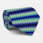 Blauwgroen en Navy Blue Striped Stropdas (Opgerold)