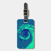 Blauwgroen en Navy Nautical Octopus Tentacle Bagagelabel (Voorkant verticaal)