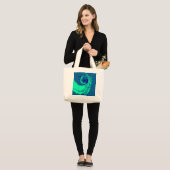 Blauwgroen en Navy Nautical Octopus Tentacle Grote Tote Bag (Voorkant (model))