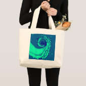 Blauwgroen en Navy Nautical Octopus Tentacle Grote Tote Bag (Voorkant (product))