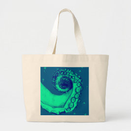 Blauwgroen en Navy Nautical Octopus Tentacle Grote Tote Bag