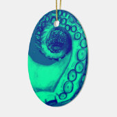 Blauwgroen en Navy Nautical Octopus Tentacle Keramisch Ornament (Links)