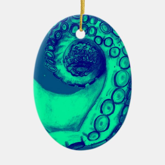 Blauwgroen en Navy Nautical Octopus Tentacle Keramisch Ornament (Voorkant)
