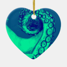 Blauwgroen en Navy Nautical Octopus Tentacle Keramisch Ornament