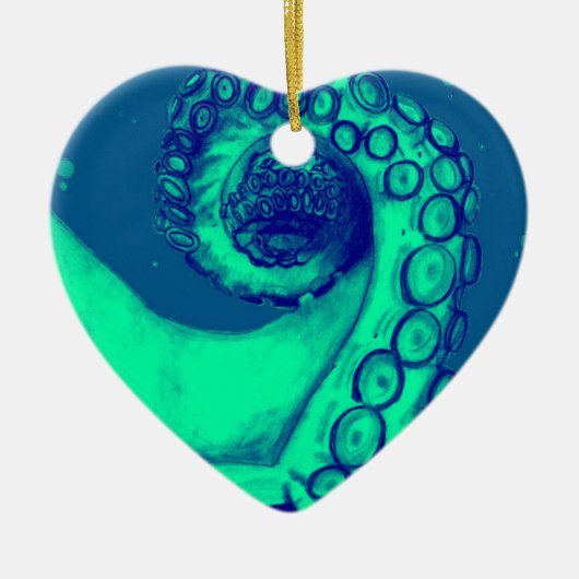 Blauwgroen en Navy Nautical Octopus Tentacle Keramisch Ornament (Voorkant)