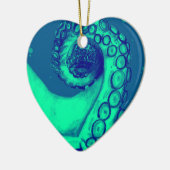 Blauwgroen en Navy Nautical Octopus Tentacle Keramisch Ornament (Links)