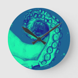 Blauwgroen en Navy Nautical Octopus Tentacle Ronde Klok