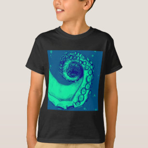 Blauwgroen en Navy Nautical Octopus Tentacle T-shirt