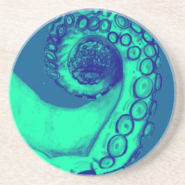 Blauwgroen en Navy Nautical Octopus Tentacle Zandsteen Onderzetter