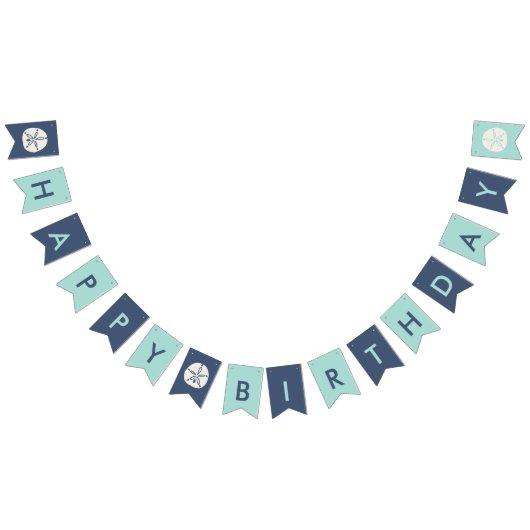 Blauwgroen en Navy Sandollar Birthday Banner (Alle)
