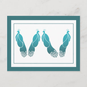 Blauwgroen en Oracle Green Art Deco Peacocks Brief Briefkaart