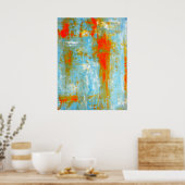 blauwgroen en Oranje Abstract Poster voor 'top-off (Keuken)