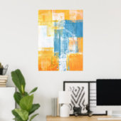 blauwgroen en Oranje Abstracte "Colour Combo"-kuns Poster (Thuiskantoor)