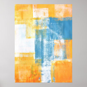 blauwgroen en Oranje Abstracte "Colour Combo"-kuns Poster