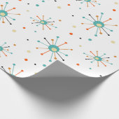 Blauwgroen en Oranje atoomtijdperk, midden eeuw Cadeaupapier (Hoek)