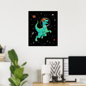 Blauwgroen en Oranje Dilofoosaurus Dinos in de rui Poster (Thuiskantoor)