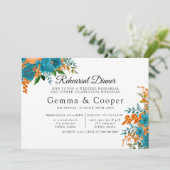 Blauwgroen en Oranje Elegant Florals repetitief Di Kaart (Staand voorkant)