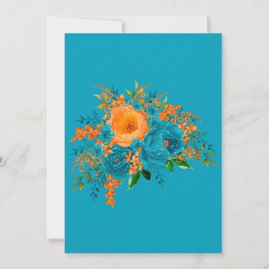 Blauwgroen en Oranje Florals Gold Baby shower Kaart (Achterkant)